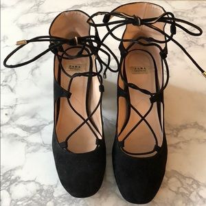 Zara suede ballerina heels